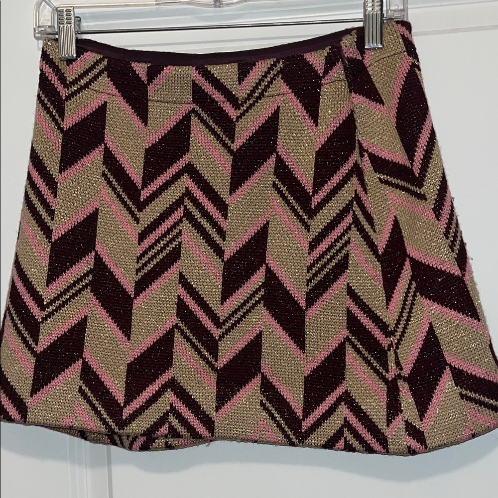 Miu miu Chevron Patterned Wool Mini Skirt
